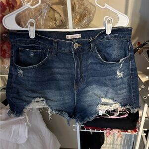 SO Women's Distressed Blue Jean Shorts